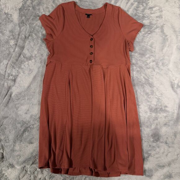 Torrid Mini Rib Button-Down Skater Dress - Picture 2 of 3
